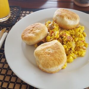 Ackee and Saltfish with Johnny cakes